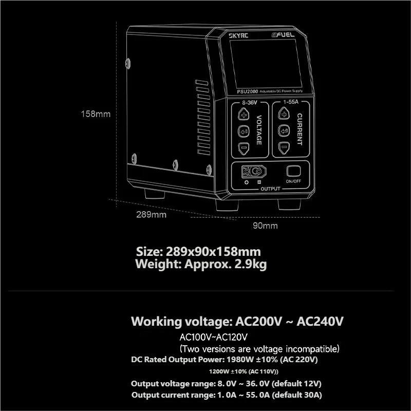 SKYRC PSU2000 1980W Adjustable - Drone Battery Charger avaliação e preço