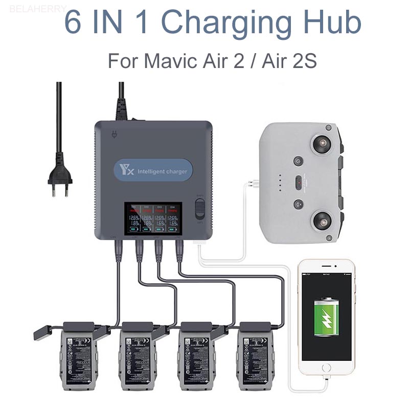 6 in 1 Digital display Battery - Drone Charging Hub avaliação e preço